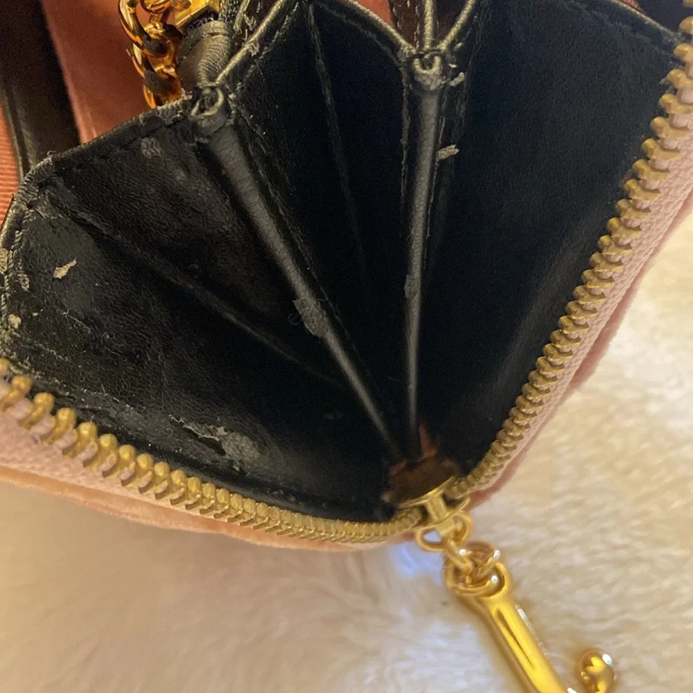 Juicy Couture Y2K Pink Bow Velour Quilted wallet